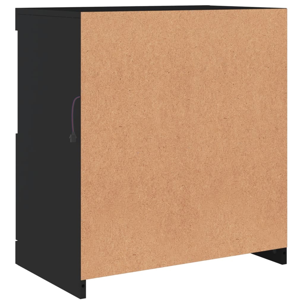 Modern Wooden Sideboard Storage Cabinet With LED Lights, 2 Doors & Shelves