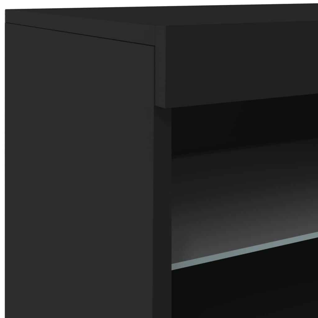 Modern Wooden Sideboard Storage Cabinet With LED Lights, 2 Doors & Shelves