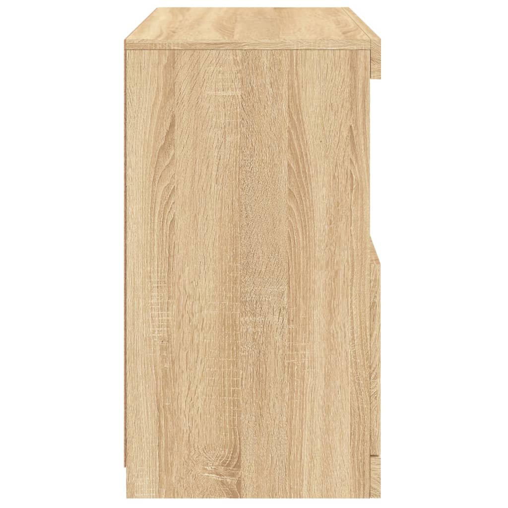 Modern Wooden Sideboard Storage Cabinet With LED Lights, 2 Doors & Shelves