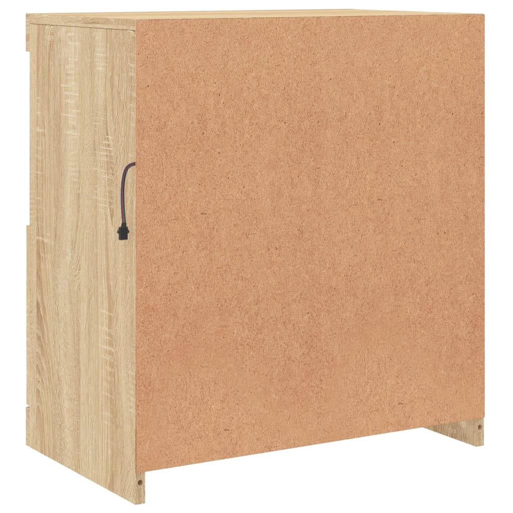 Modern Wooden Sideboard Storage Cabinet With LED Lights, 2 Doors & Shelves