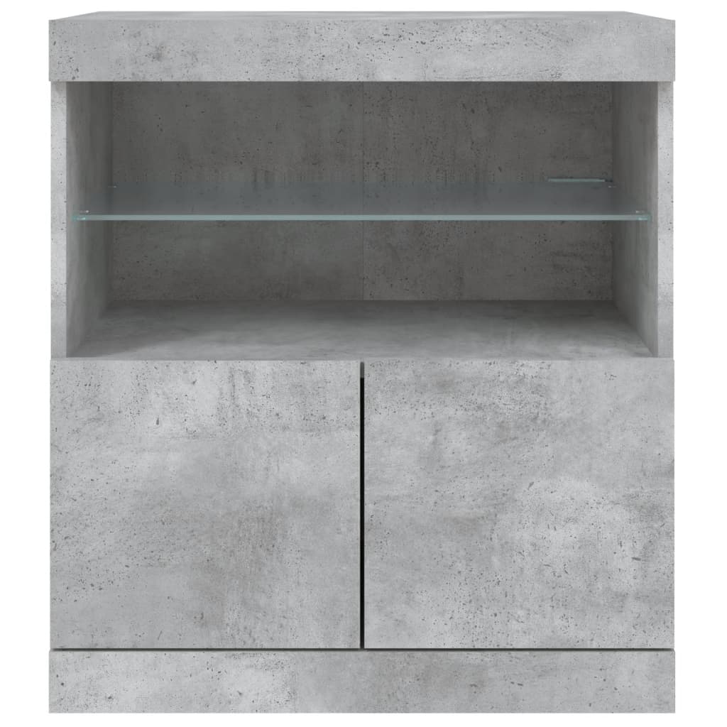 Modern Wooden Sideboard Storage Cabinet With LED Lights, 2 Doors & Shelves