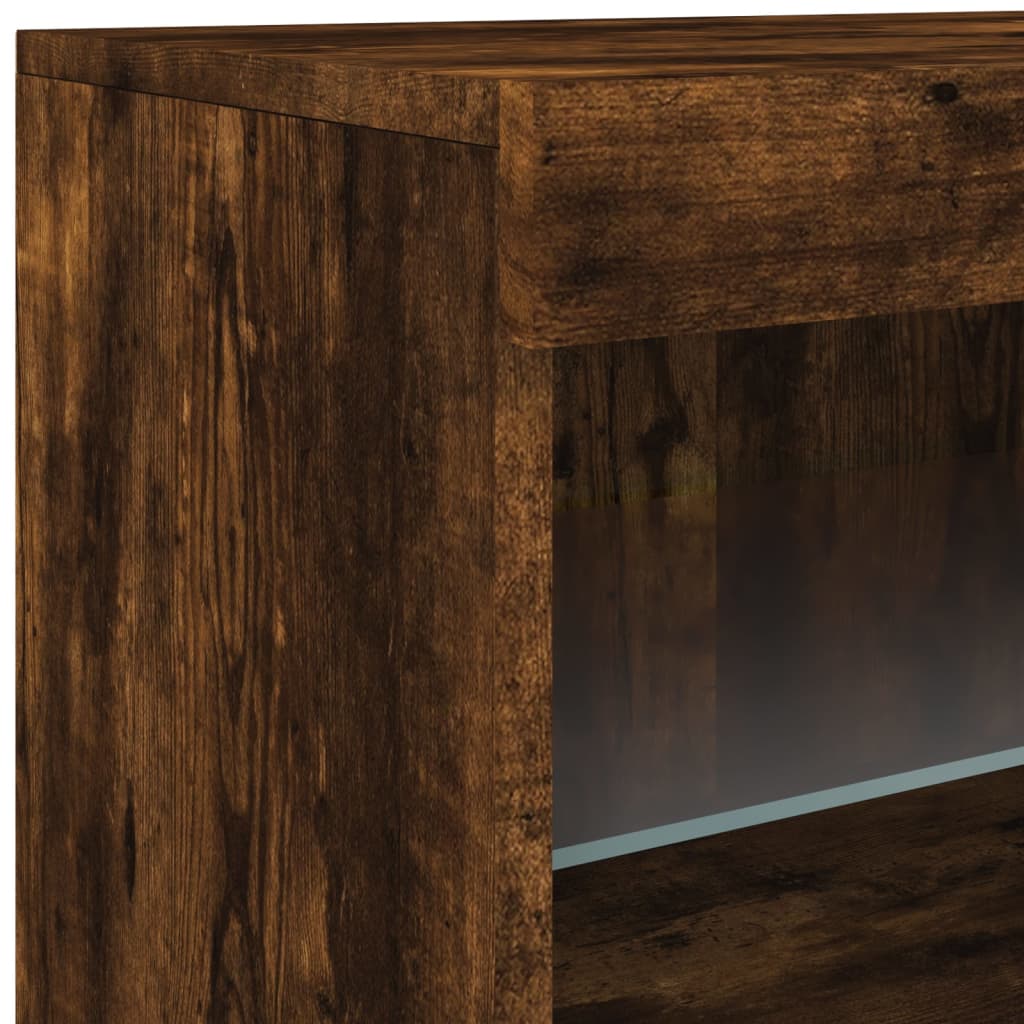 Modern Wooden Sideboard Storage Cabinet With LED Lights, 2 Doors & Shelves