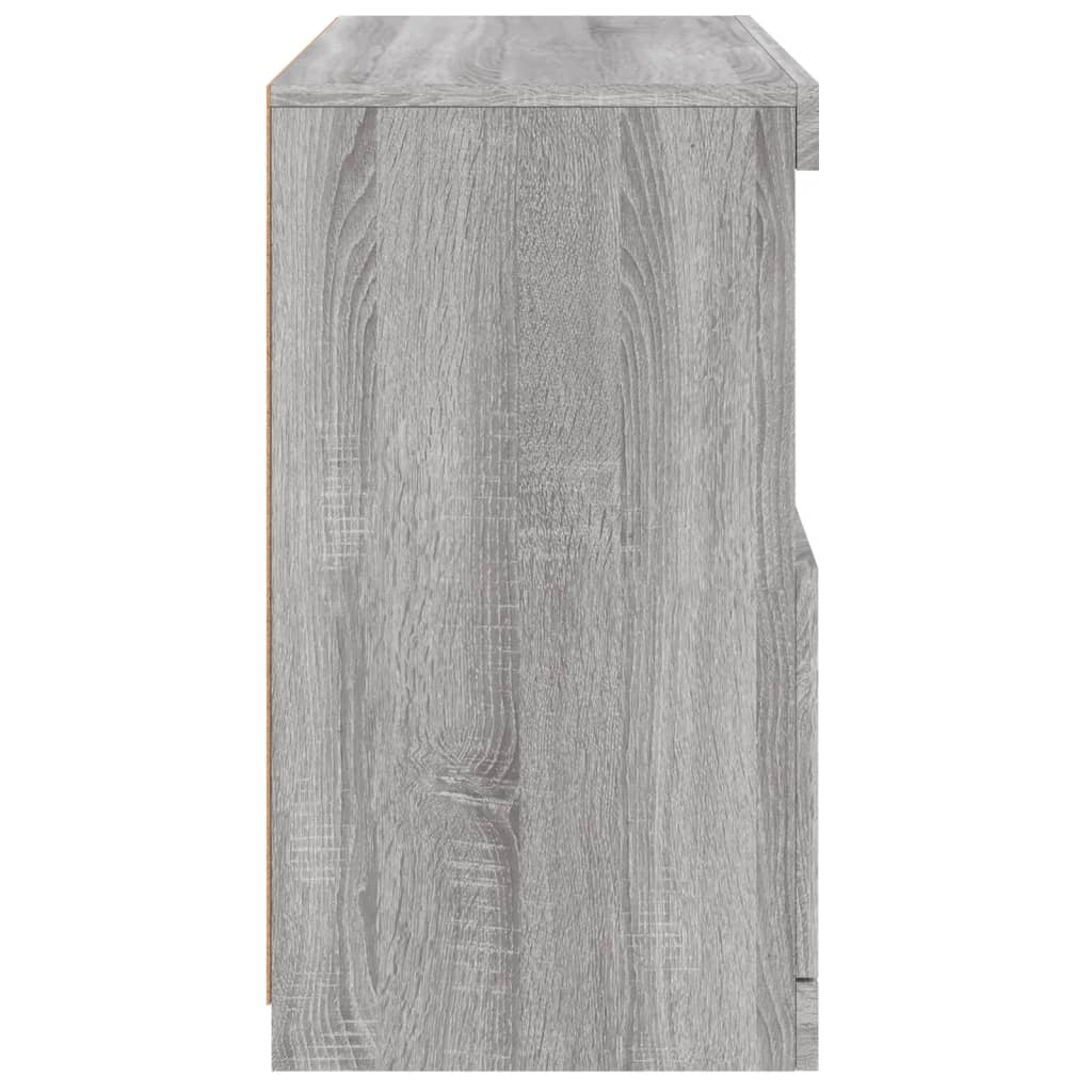 Modern Wooden Sideboard Storage Cabinet With LED Lights, 2 Doors & Shelves