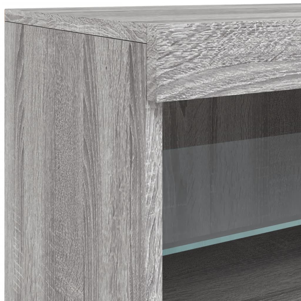 Modern Wooden Sideboard Storage Cabinet With LED Lights, 2 Doors & Shelves