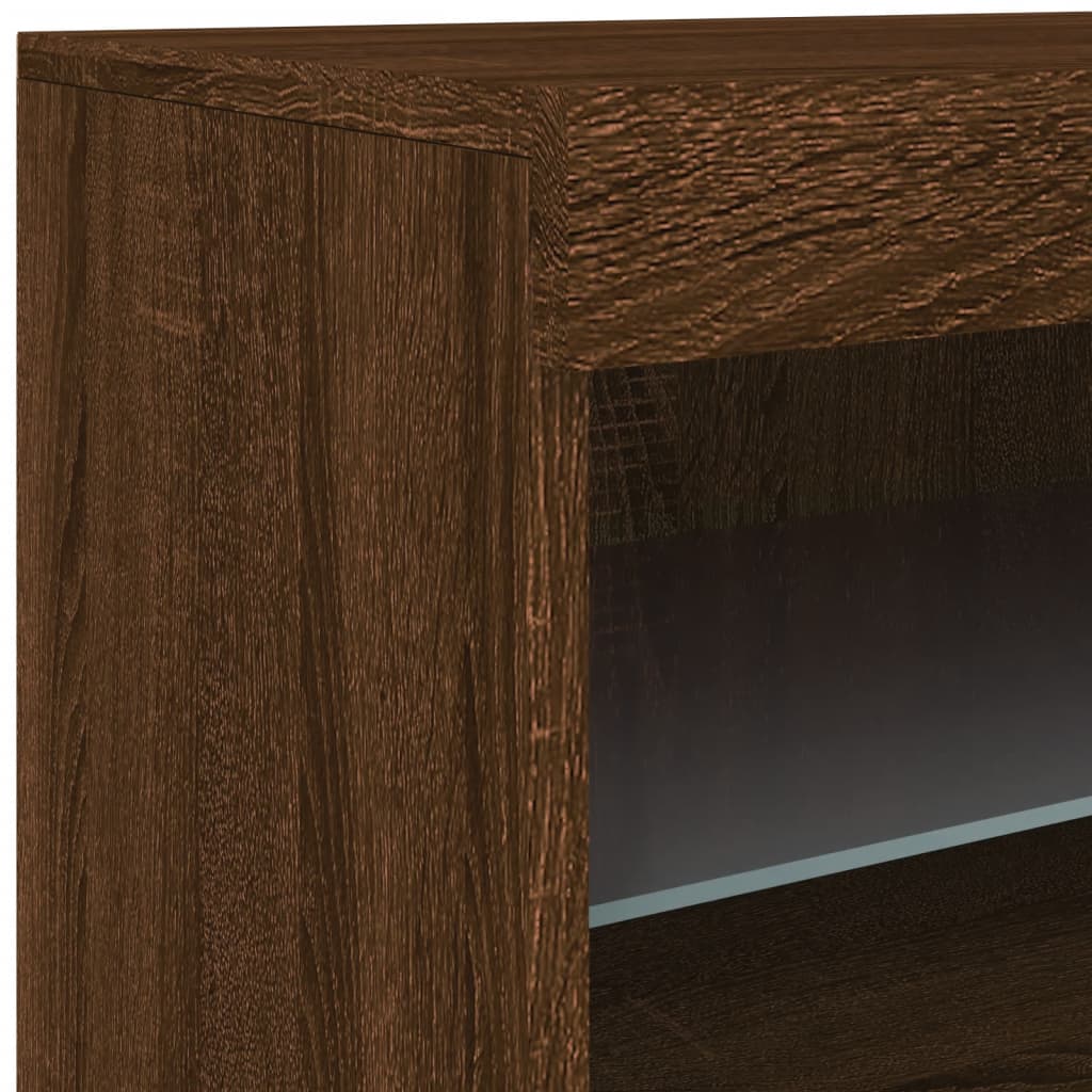 Modern Wooden Sideboard Storage Cabinet With LED Lights, 2 Doors & Shelves