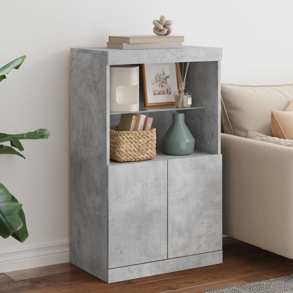 Sideboard with LED Lights Concrete Grey 60.5x37x100 cm