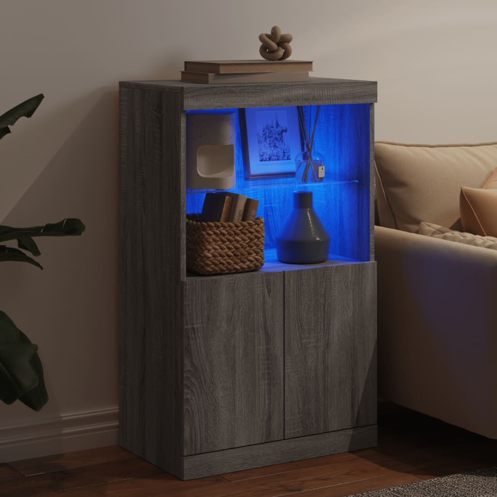 Sideboard with LED Lights Grey Sonoma 60.5x37x100 cm