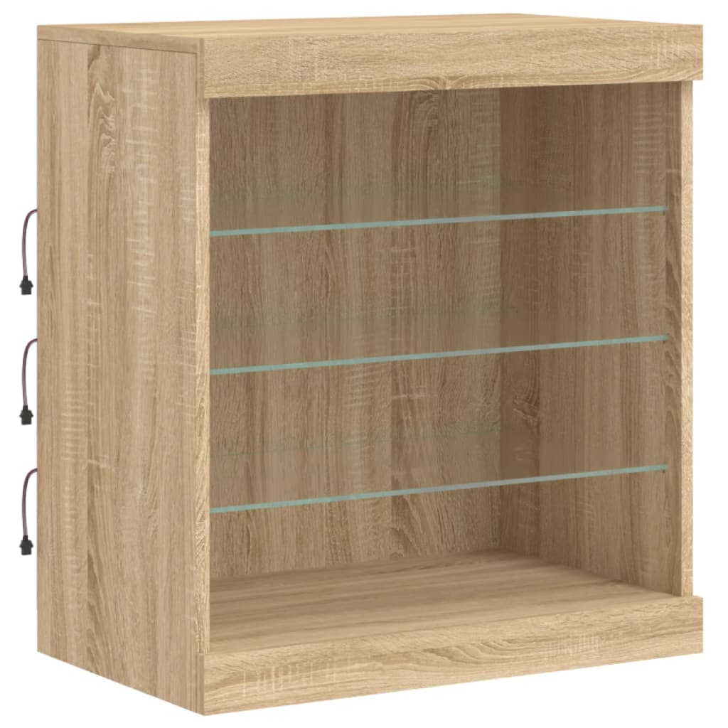 Sideboard with LED Lights Sonoma Oak 60.5x37x67 cm