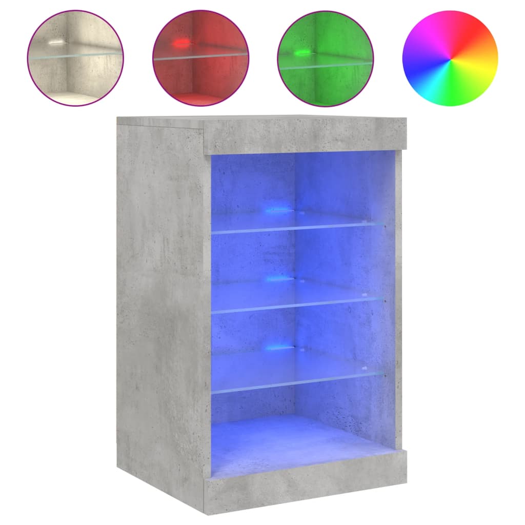 Sideboard with LED Lights Concrete Grey 41x37x67 cm