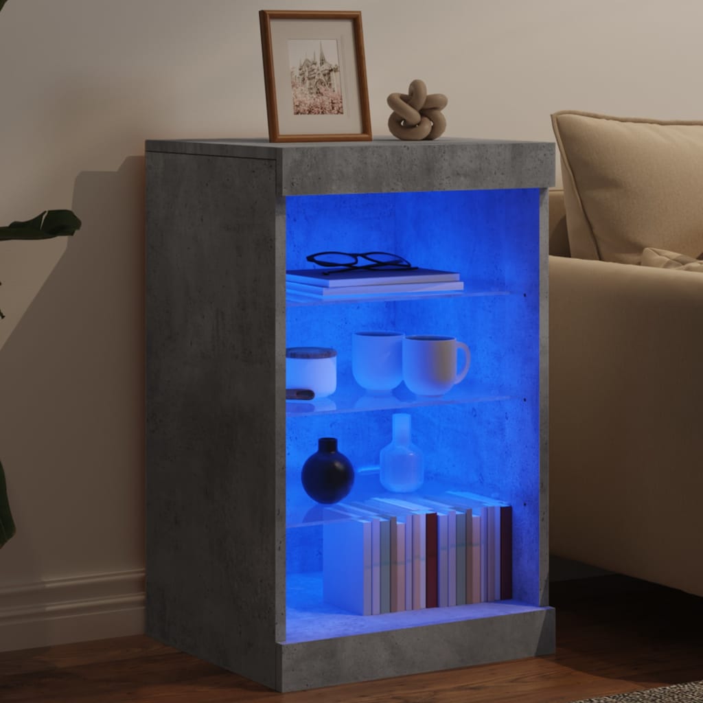 Sideboard with LED Lights Concrete Grey 41x37x67 cm