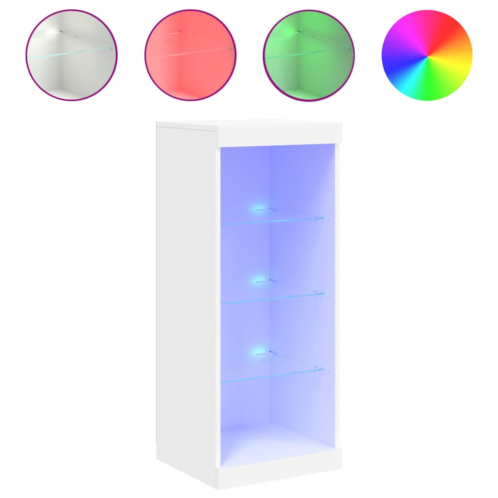 Modern Wooden Open Narrow Sideboard Storage Cabinet Unit With LED Lights