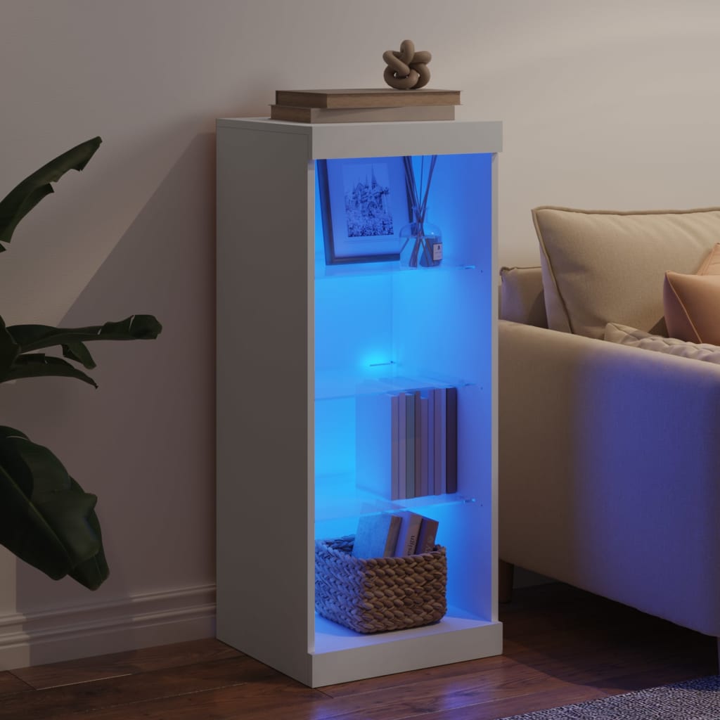 Modern Wooden Open Narrow Sideboard Storage Cabinet Unit With LED Lights