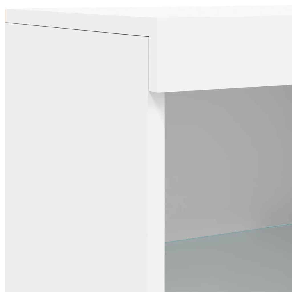 Modern Wooden Open Narrow Sideboard Storage Cabinet Unit With LED Lights