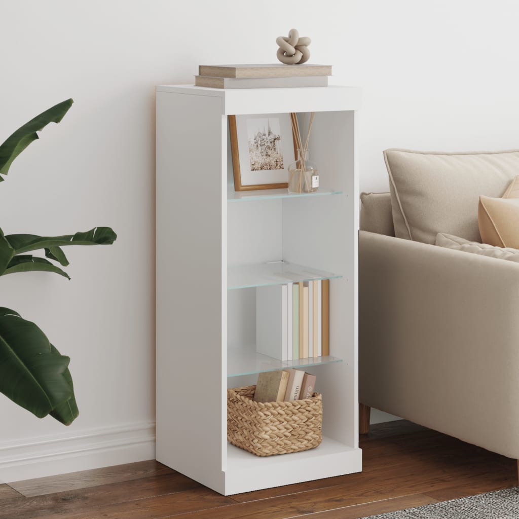 Modern Wooden Open Narrow Sideboard Storage Cabinet Unit With LED Lights