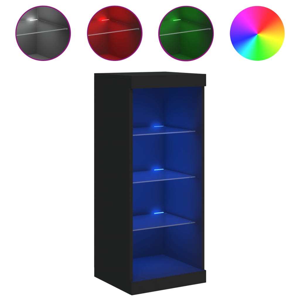 Modern Wooden Open Narrow Sideboard Storage Cabinet Unit With LED Lights