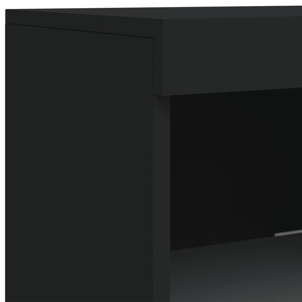 Modern Wooden Open Narrow Sideboard Storage Cabinet Unit With LED Lights