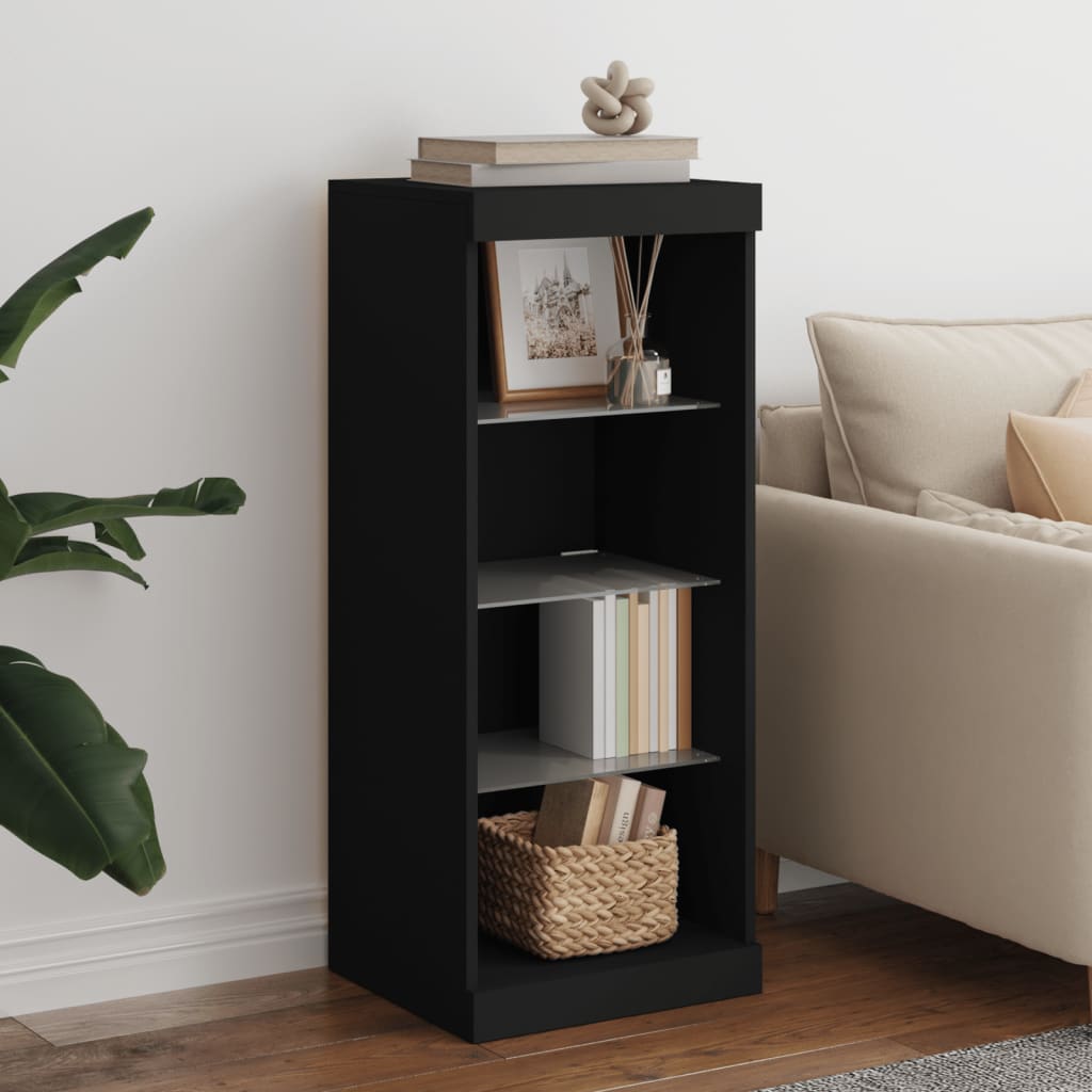 Modern Wooden Open Narrow Sideboard Storage Cabinet Unit With LED Lights