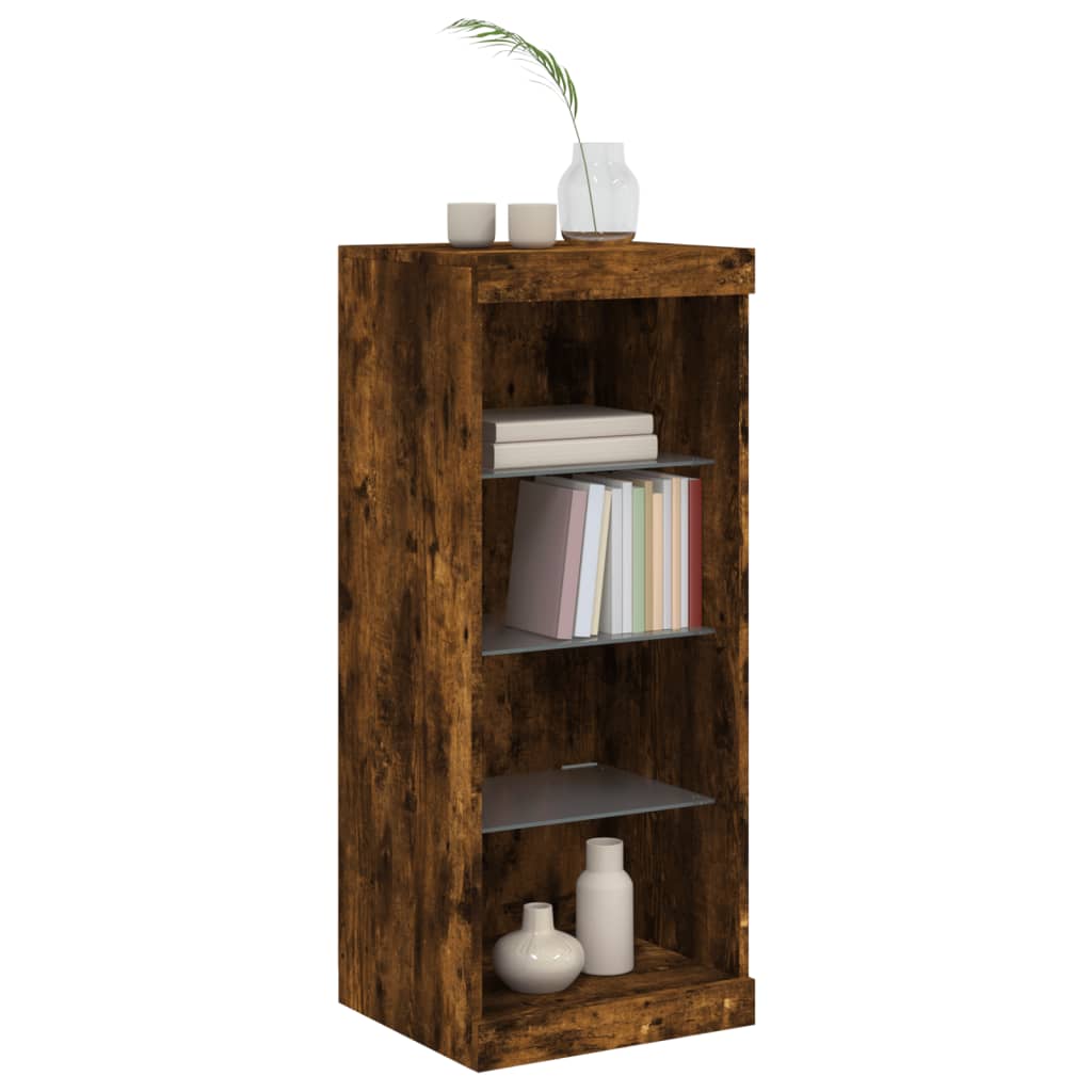 Modern Wooden Open Narrow Sideboard Storage Cabinet Unit With LED Lights