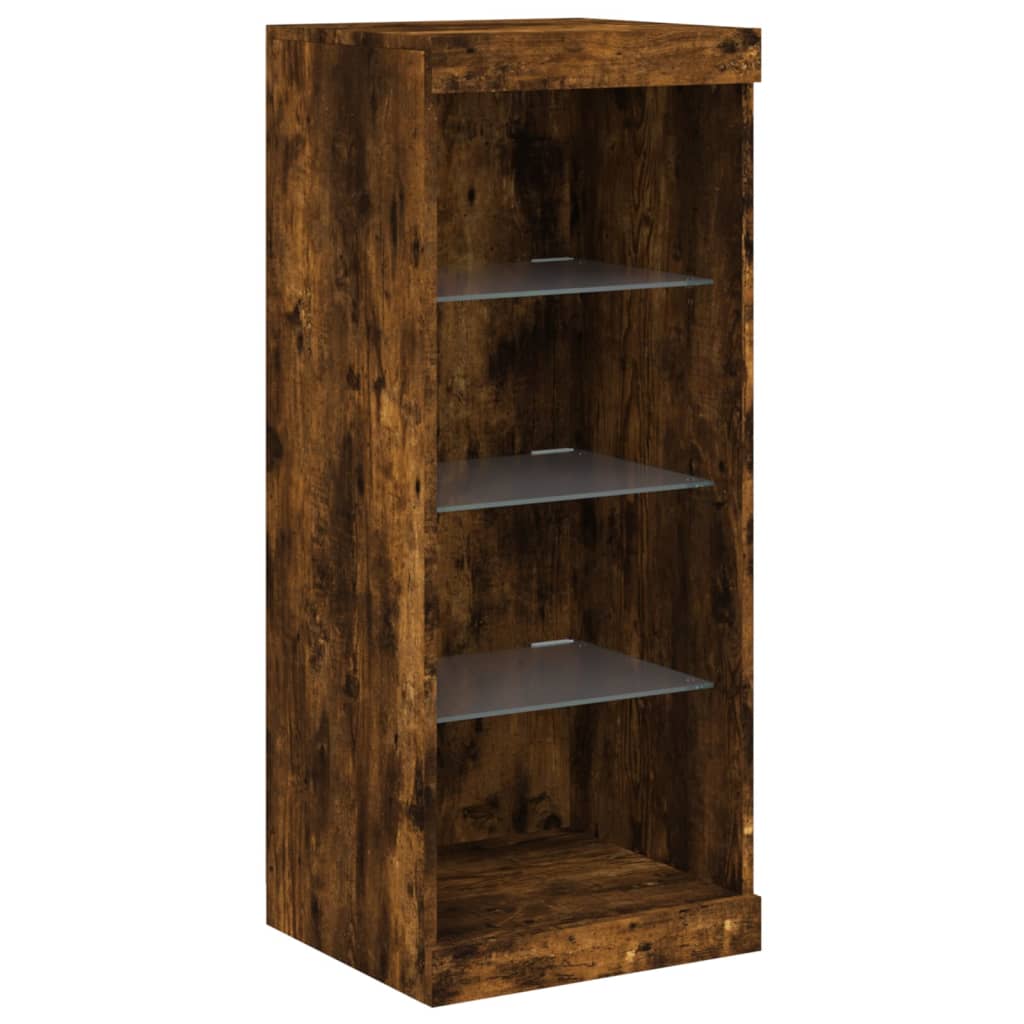 Modern Wooden Open Narrow Sideboard Storage Cabinet Unit With LED Lights