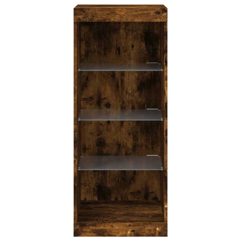 Modern Wooden Open Narrow Sideboard Storage Cabinet Unit With LED Lights