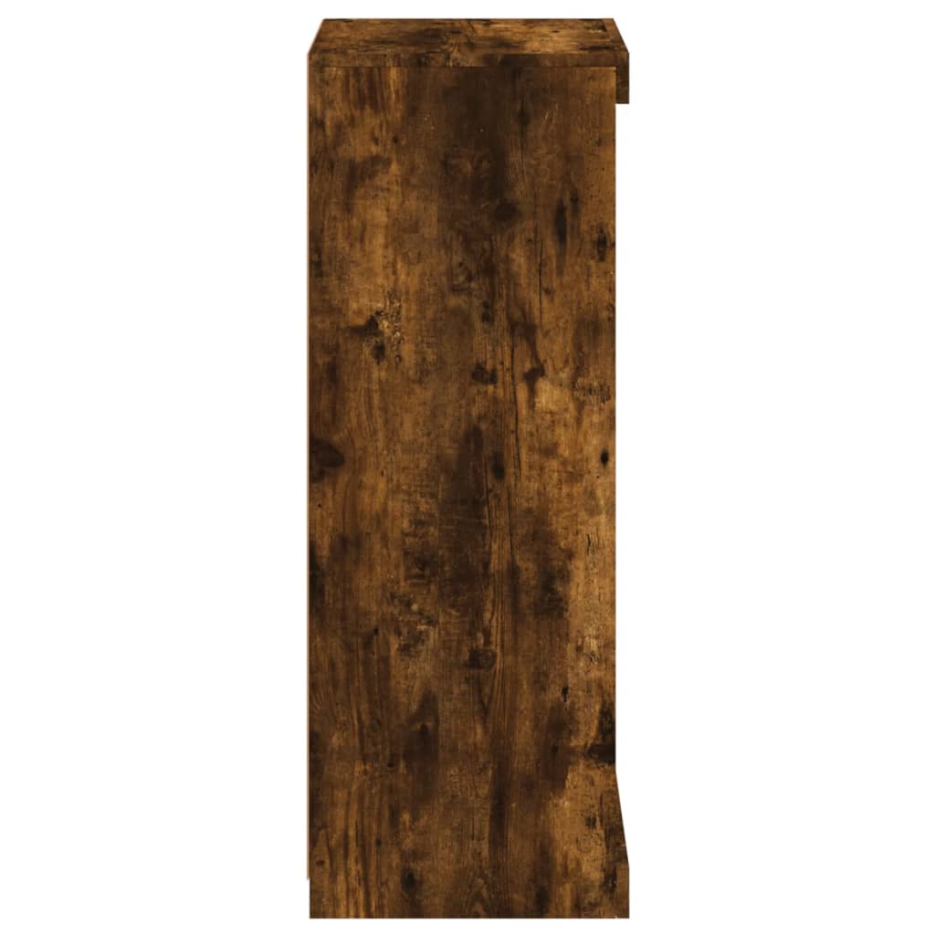 Modern Wooden Open Narrow Sideboard Storage Cabinet Unit With LED Lights