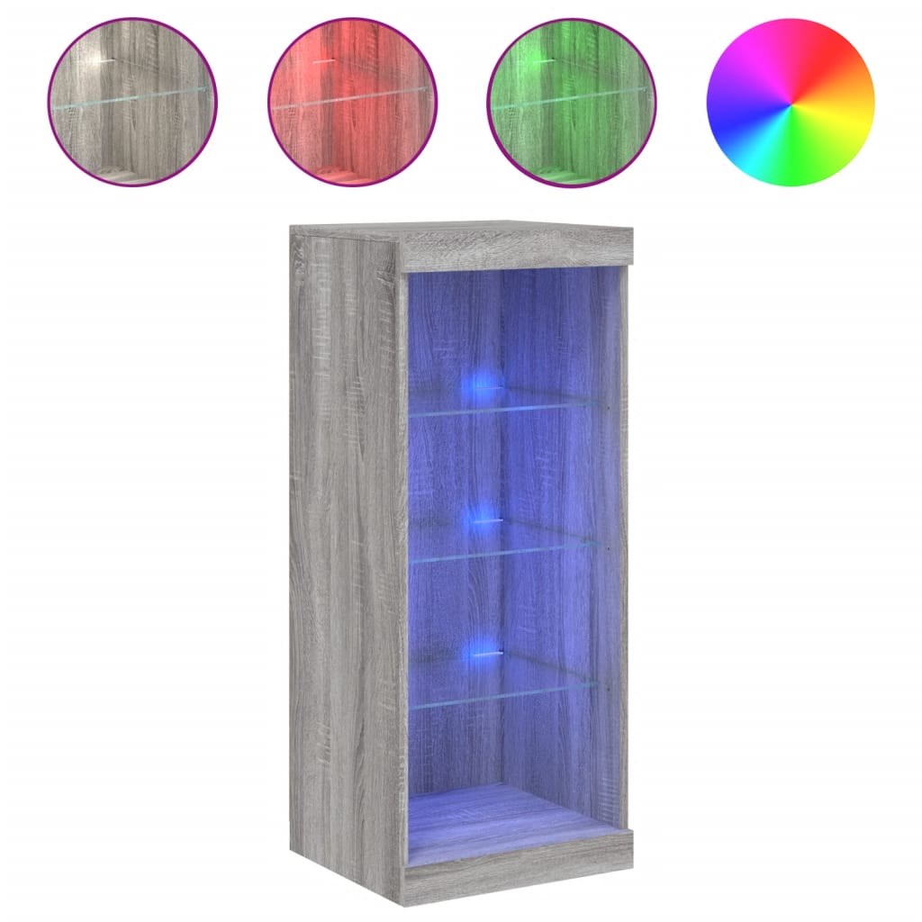 Sideboard with LED Lights Grey Sonoma 41x37x100 cm