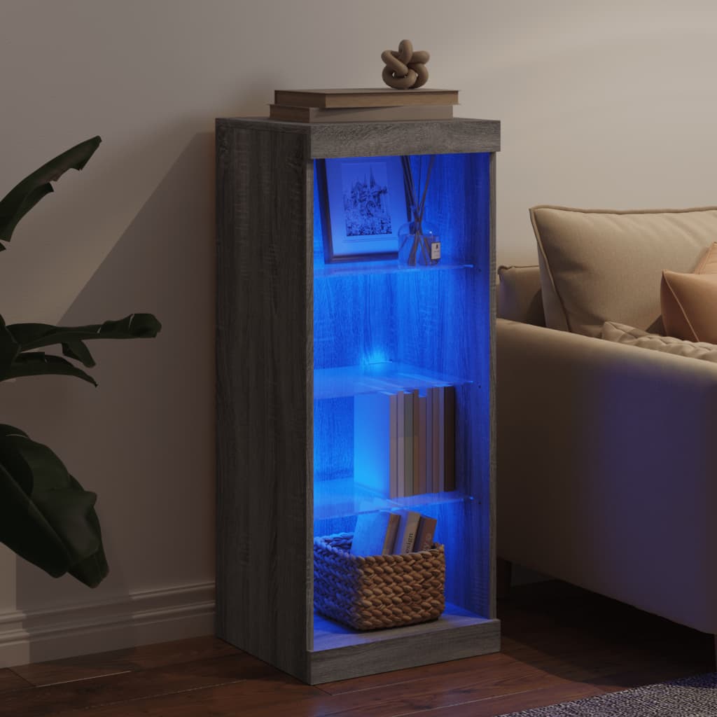 Sideboard with LED Lights Grey Sonoma 41x37x100 cm