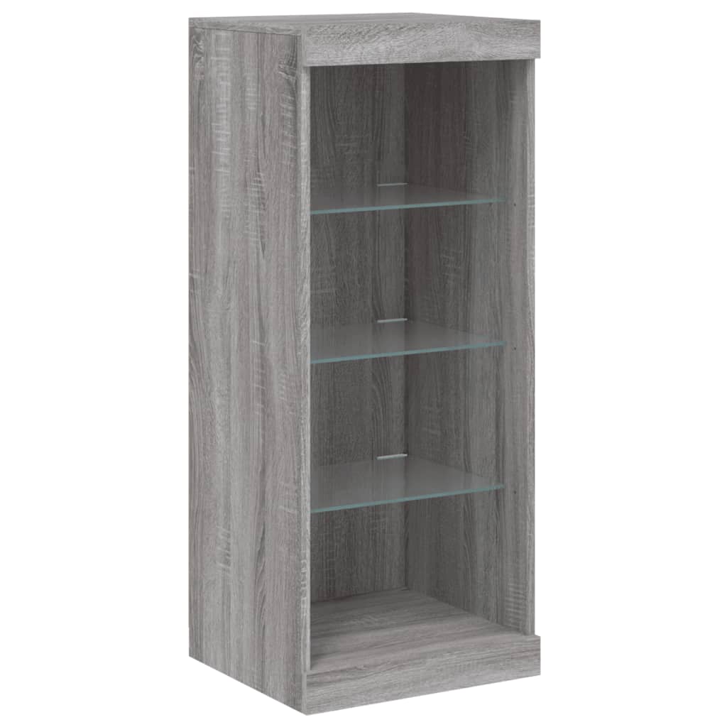 Modern Wooden Open Narrow Sideboard Storage Cabinet Unit With LED Lights