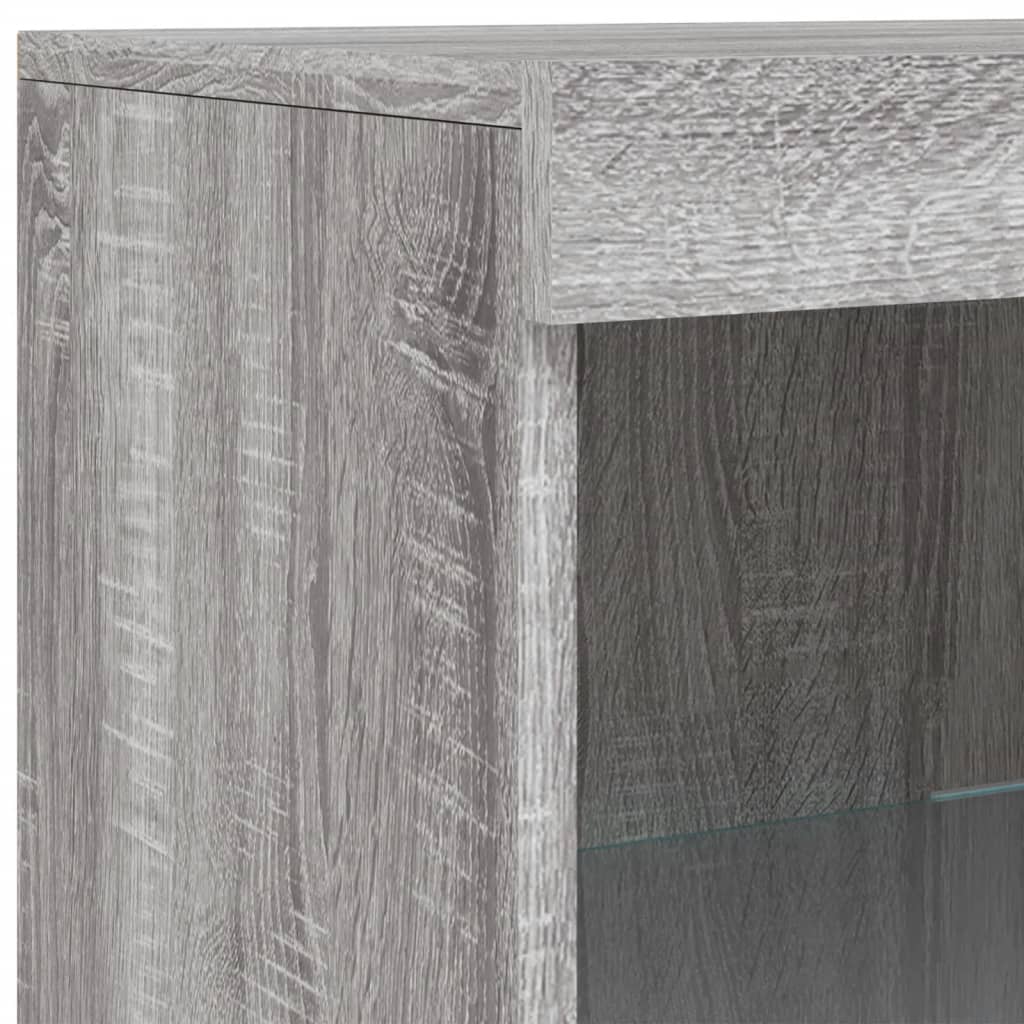Sideboard with LED Lights Grey Sonoma 41x37x100 cm