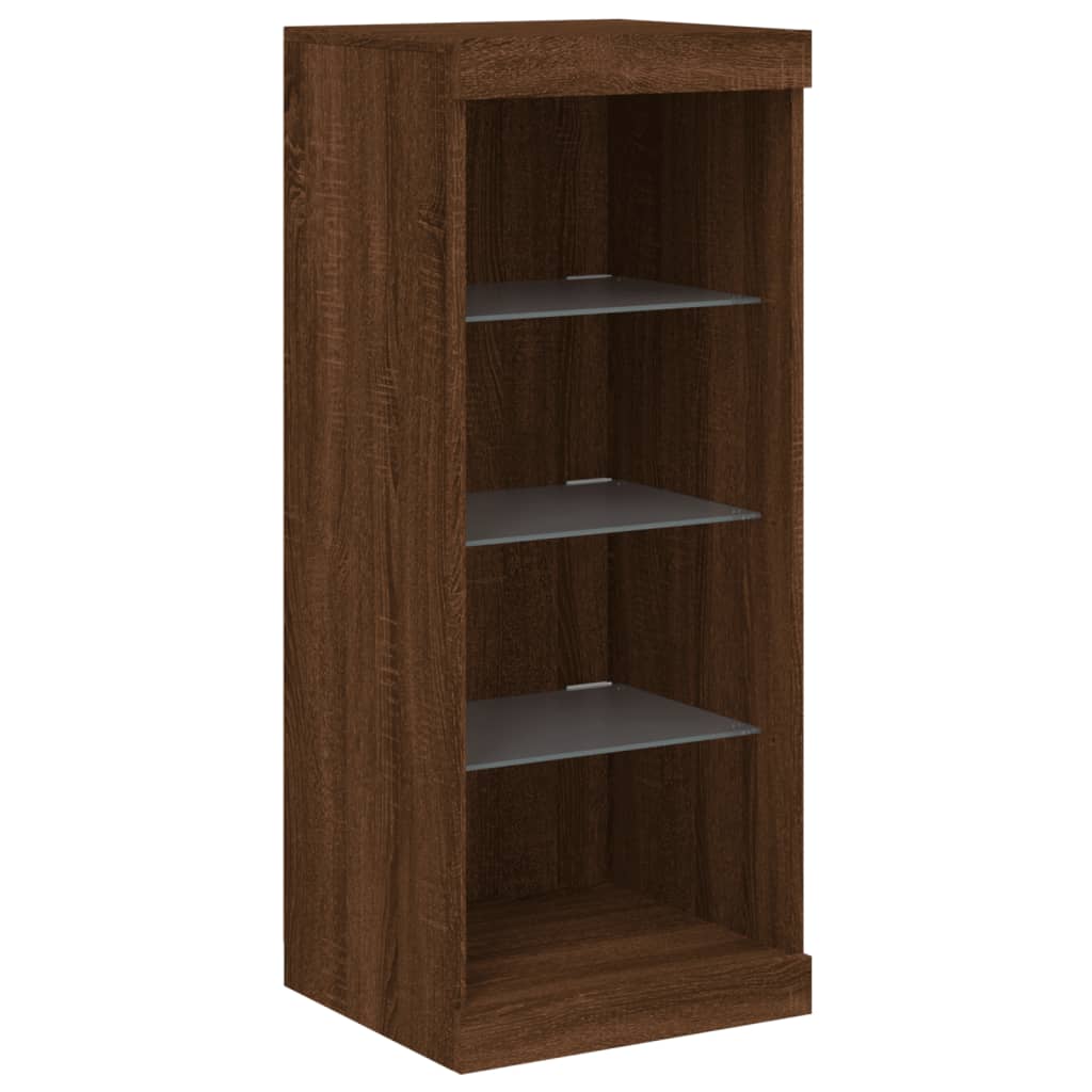 Modern Wooden Open Narrow Sideboard Storage Cabinet Unit With LED Lights
