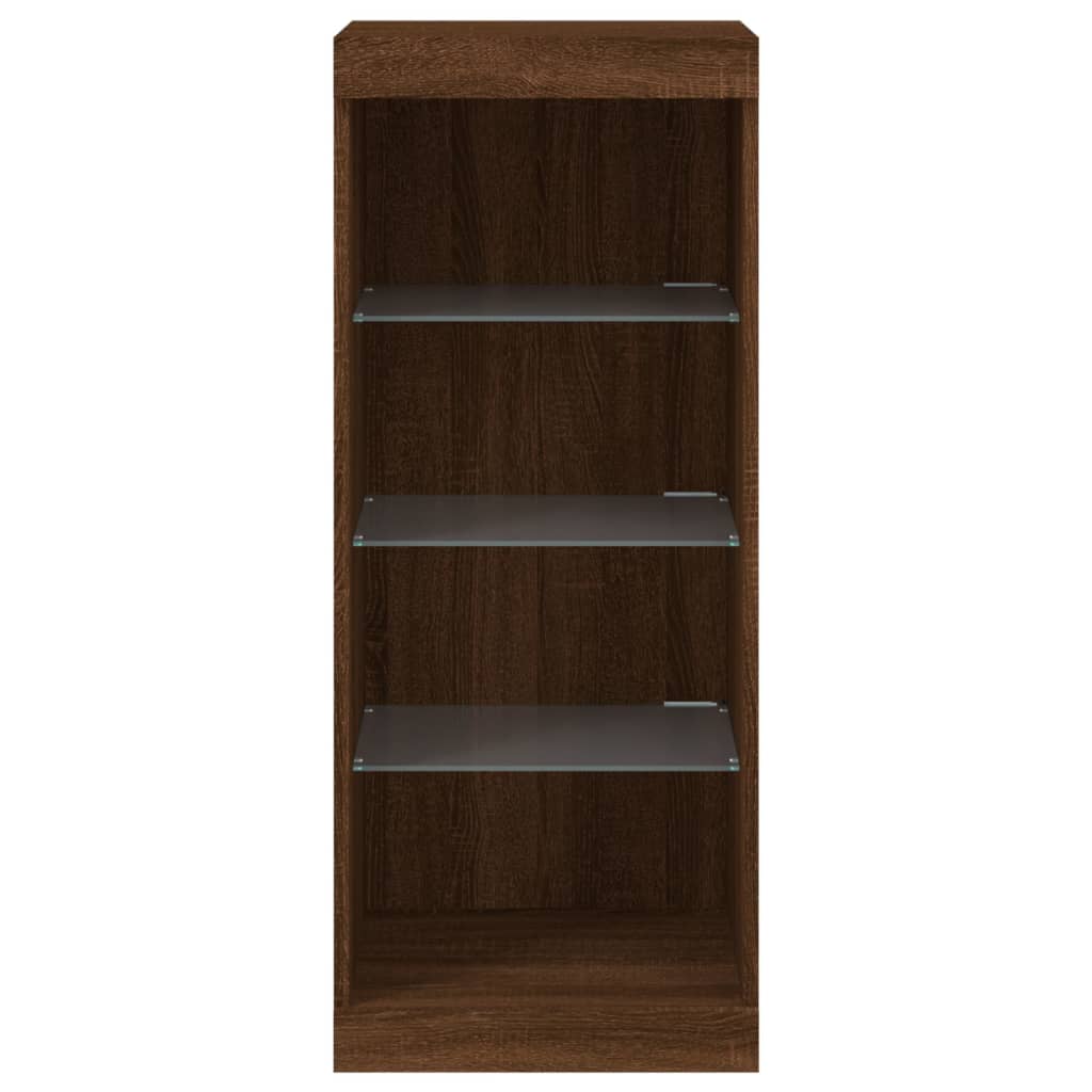Modern Wooden Open Narrow Sideboard Storage Cabinet Unit With LED Lights