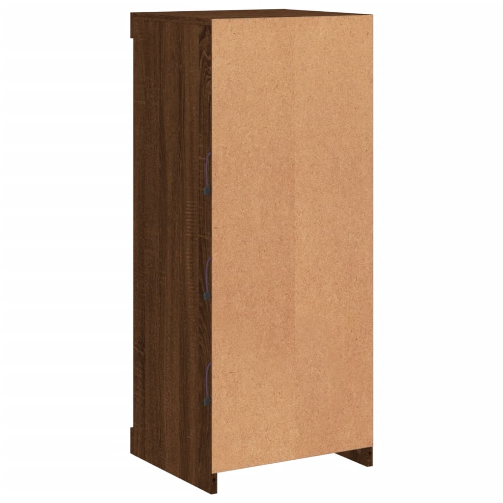 Modern Wooden Open Narrow Sideboard Storage Cabinet Unit With LED Lights