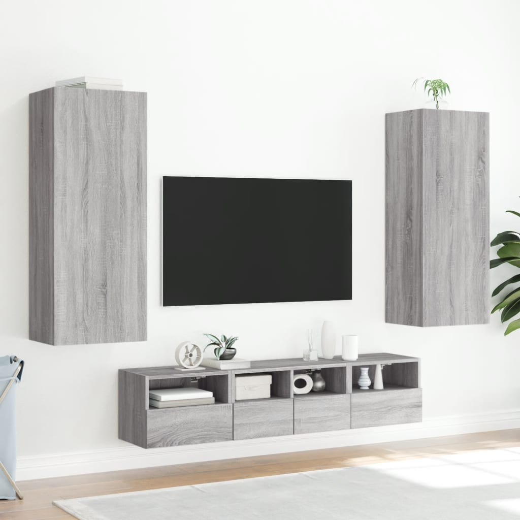 TV Wall Cabinet Grey Sonoma 40.5x30x102 cm Engineered Wood
