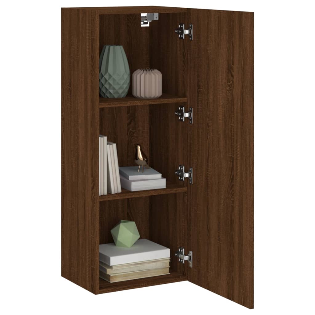 TV Wall Cabinet Brown Oak 40.5x30x102 cm Engineered Wood