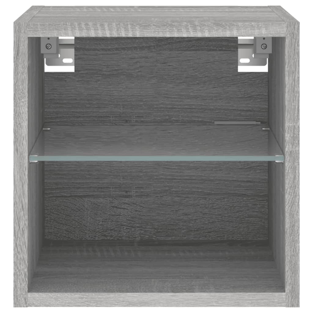TV Wall Cabinets with LED Lights 2 pcs Grey Sonoma 30x28.5x30 cm
