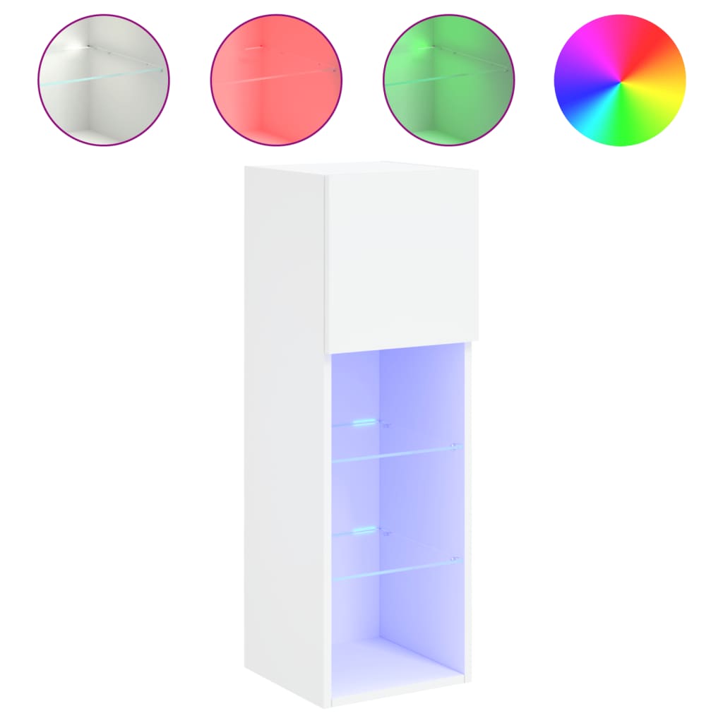 TV Cabinet with LED Lights White 30.5x30x90 cm
