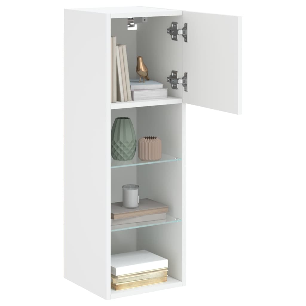 TV Cabinet with LED Lights White 30.5x30x90 cm