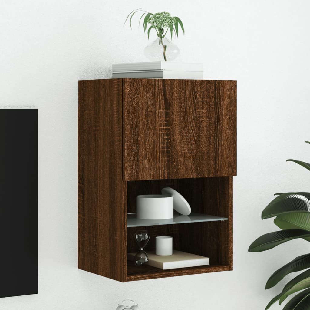 TV Cabinet with LED Lights Brown Oak 40.5x30x60 cm