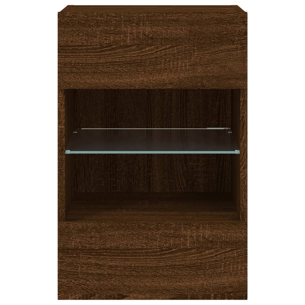 TV Wall Cabinets with LED Lights 2 pcs Brown Oak 40x30x60.5 cm