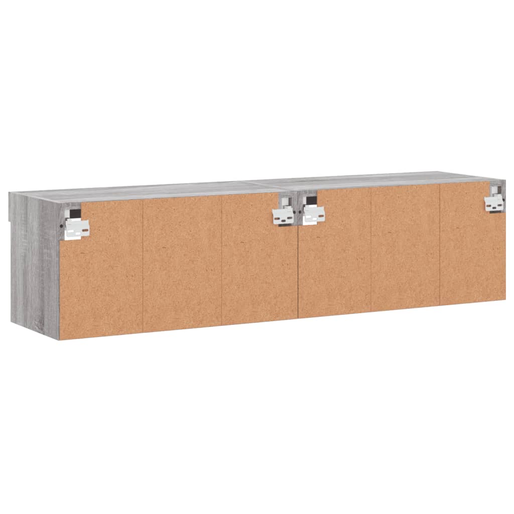 TV Cabinets with LED Lights 2 pcs Grey Sonoma 60x30x30 cm
