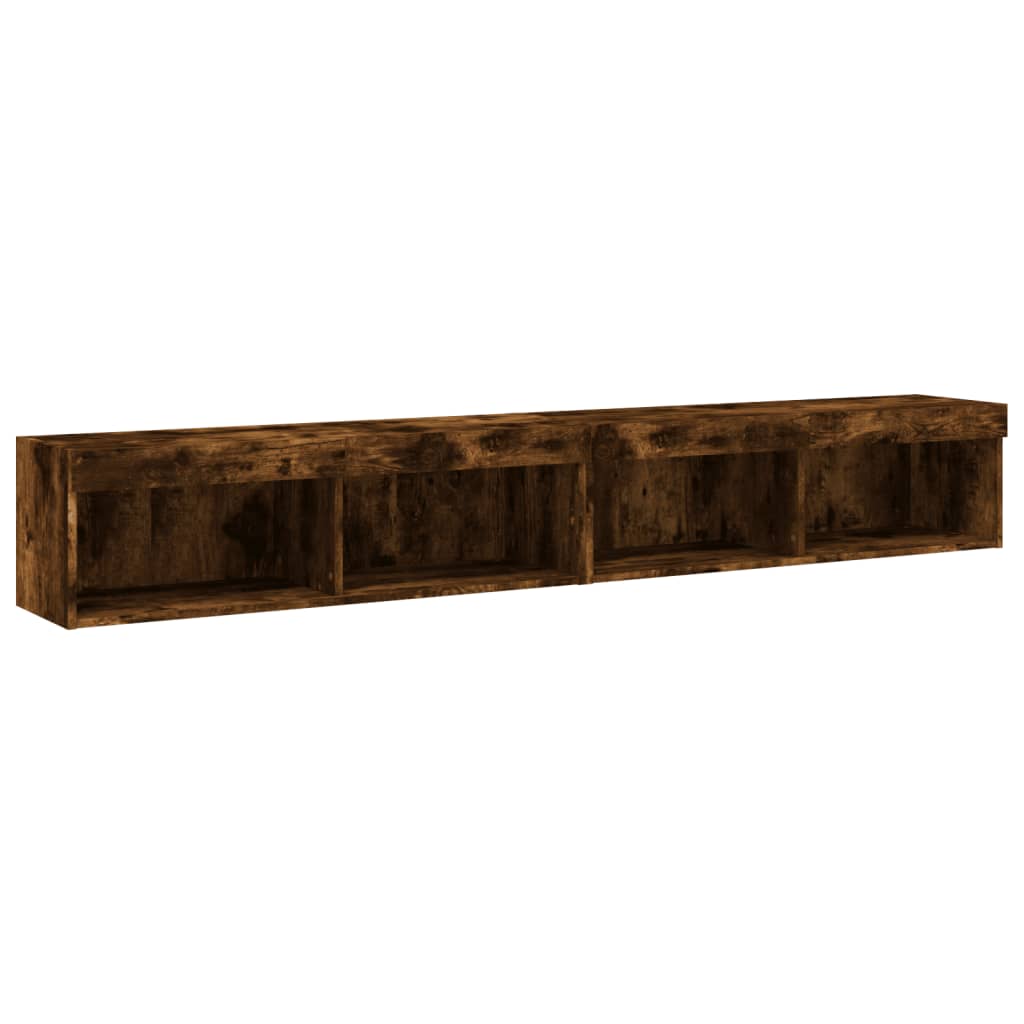 TV Cabinets with LED Lights 2 pcs Smoked Oak 100x30x30 cm