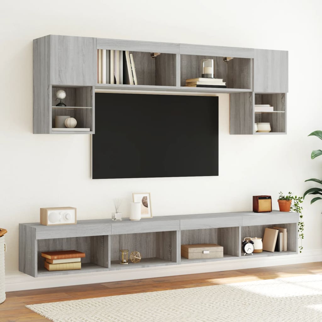 TV Cabinet with LED Lights Grey Sonoma 100x30x30 cm