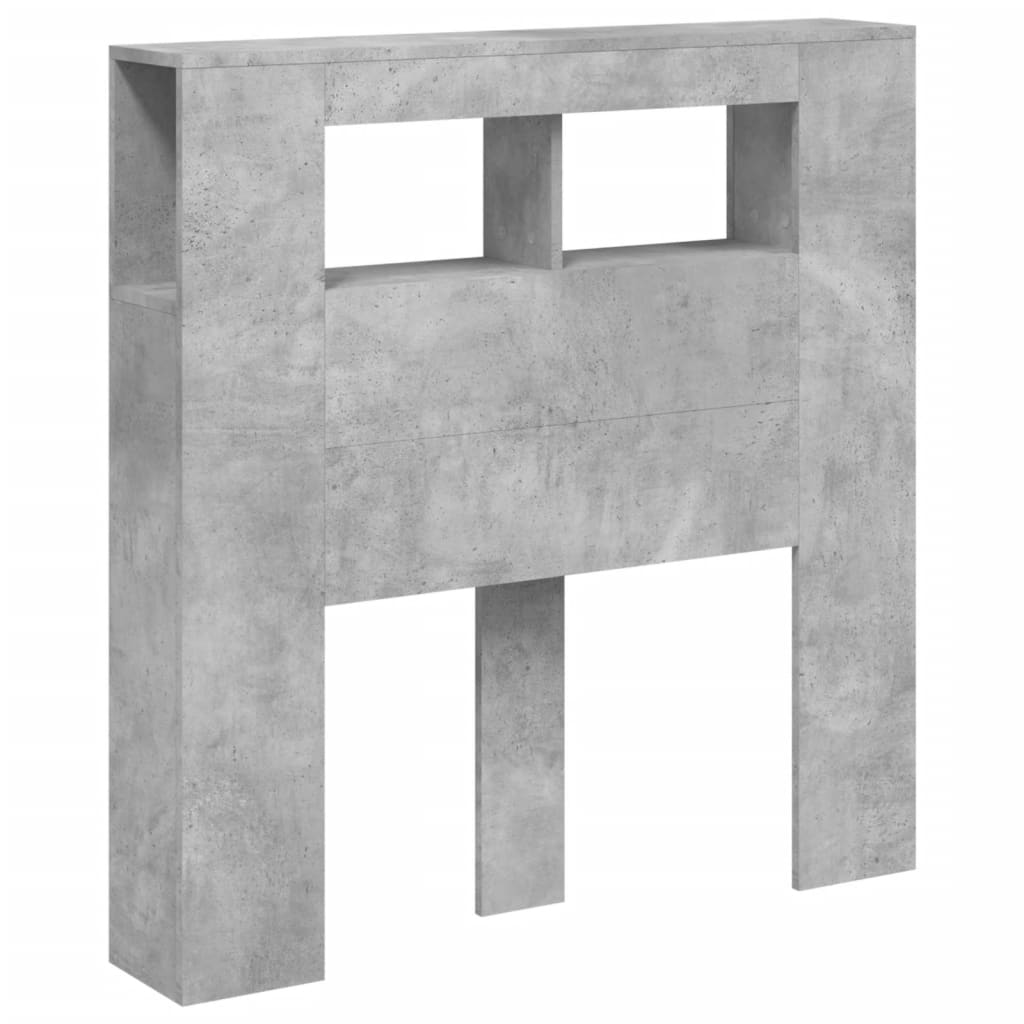 LED Headboard Concrete Grey 100x18.5x103.5 cm Engineered Wood