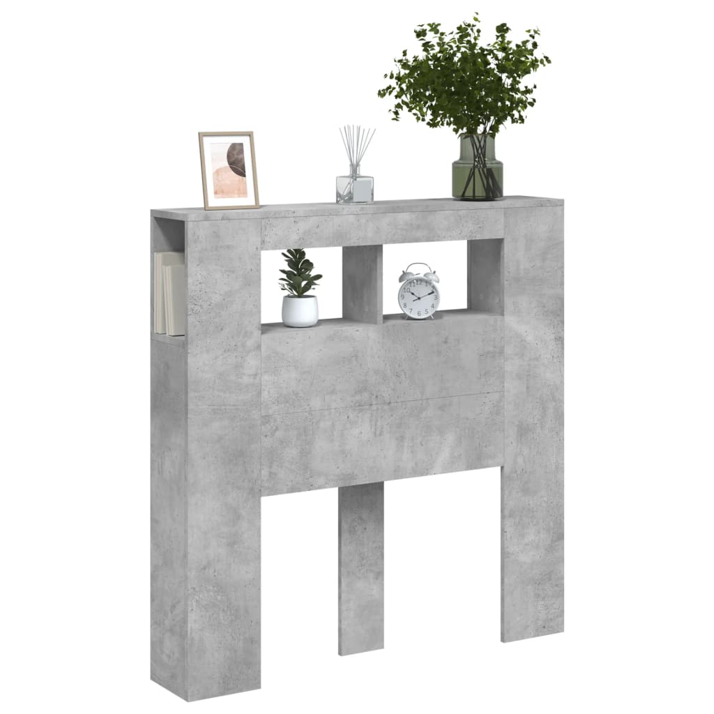 LED Headboard Concrete Grey 100x18.5x103.5 cm Engineered Wood