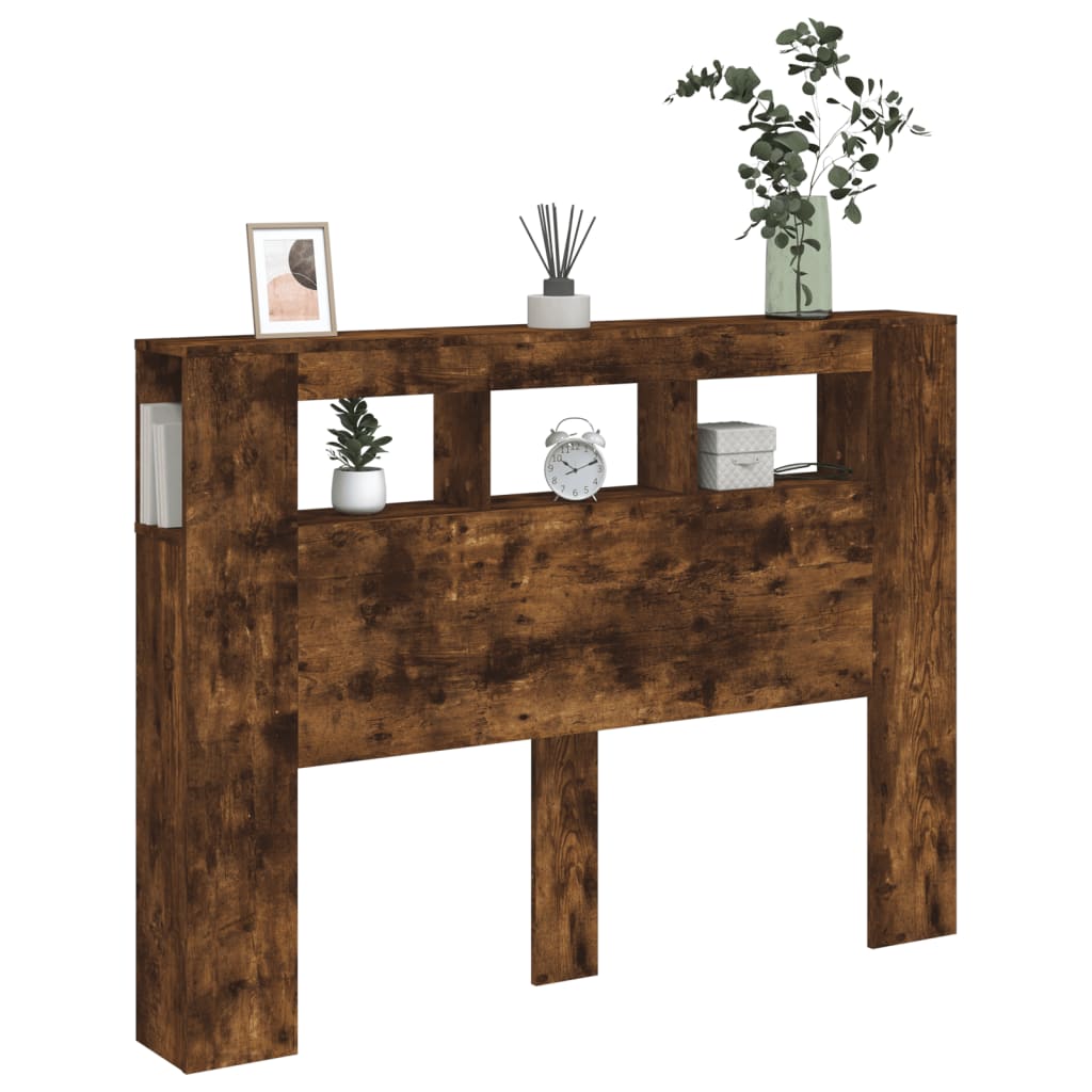 LED Headboard Smoked Oak 140x18.5x103.5 cm Engineered Wood