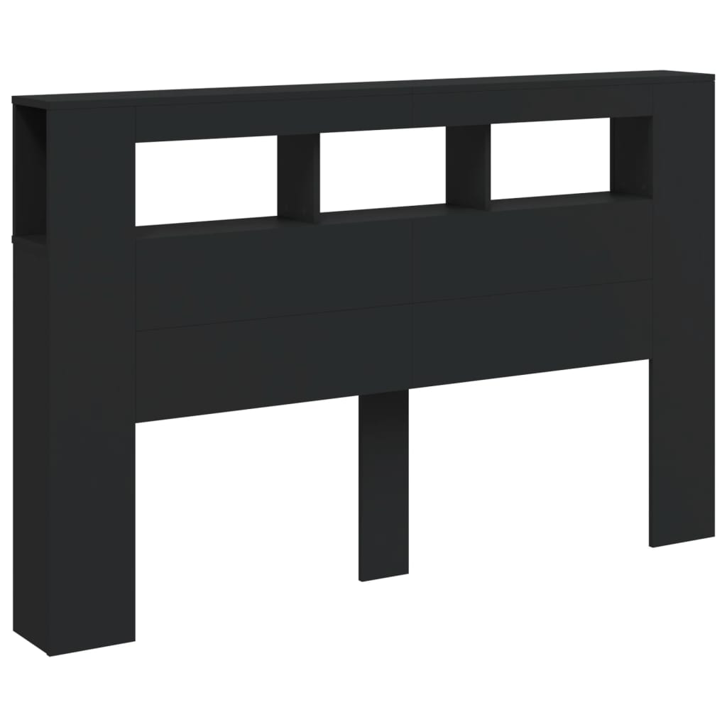 LED Headboard Black 160x18.5x103.5 cm Engineered Wood