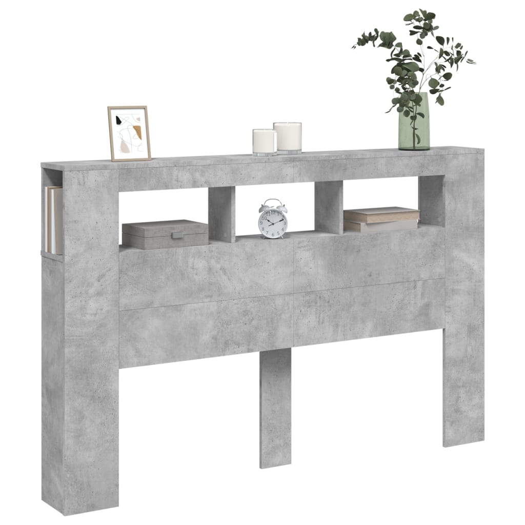 LED Headboard Concrete Grey 160x18.5x103.5 cm Engineered Wood