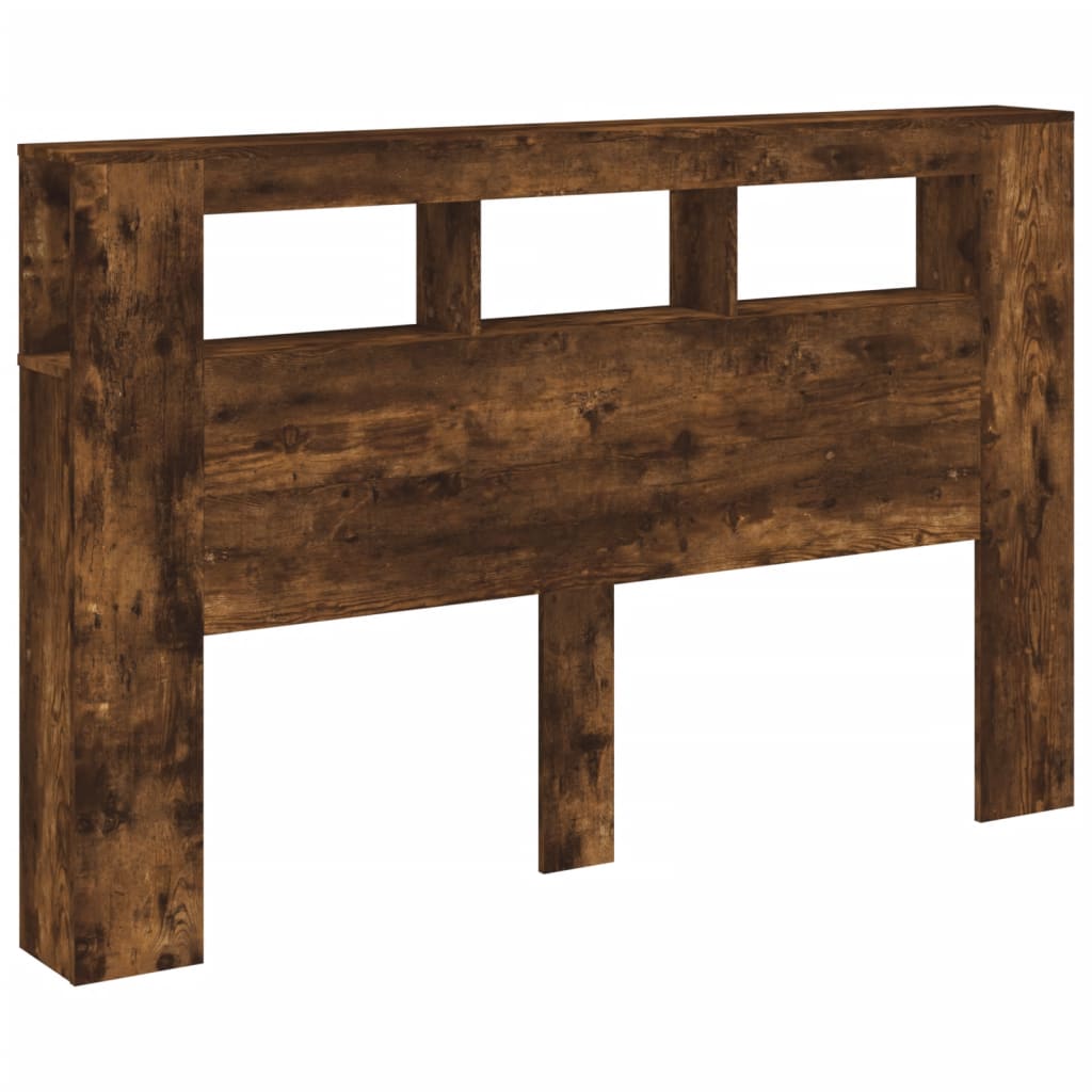 LED Headboard Smoked Oak 160x18.5x103.5 cm Engineered Wood