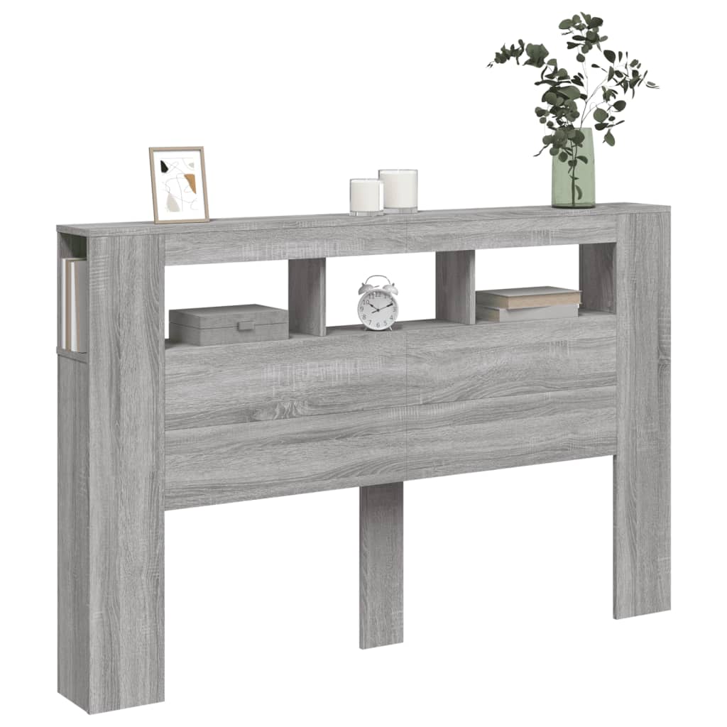 LED Headboard Grey Sonoma 160x18.5x103.5 cm Engineered Wood