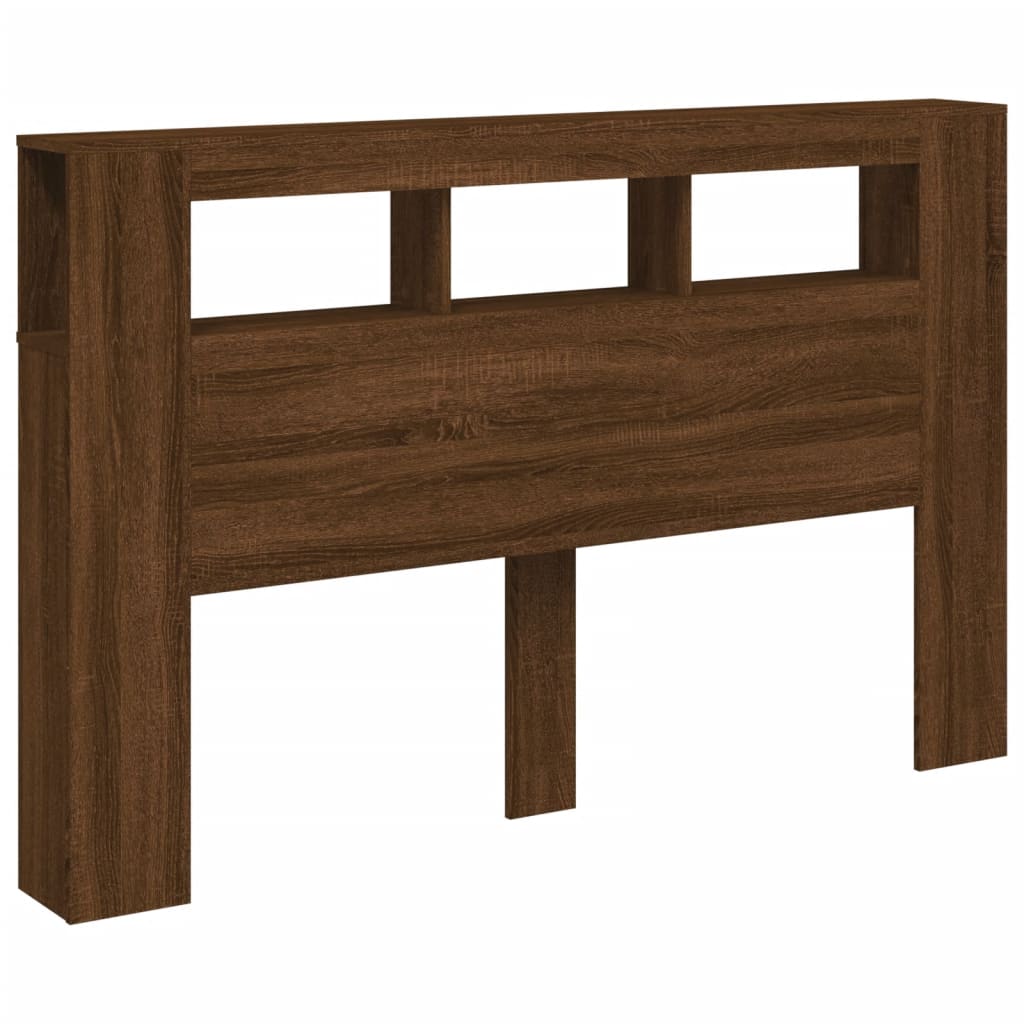 LED Headboard Brown Oak 160x18.5x103.5 cm Engineered Wood